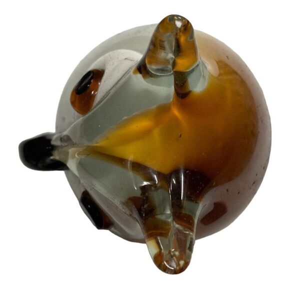 Vintage Brown & White Blown Glass Wide Eye Owl Paperweight Figurine 5 x2.5” MCM - Picture 5 of 8